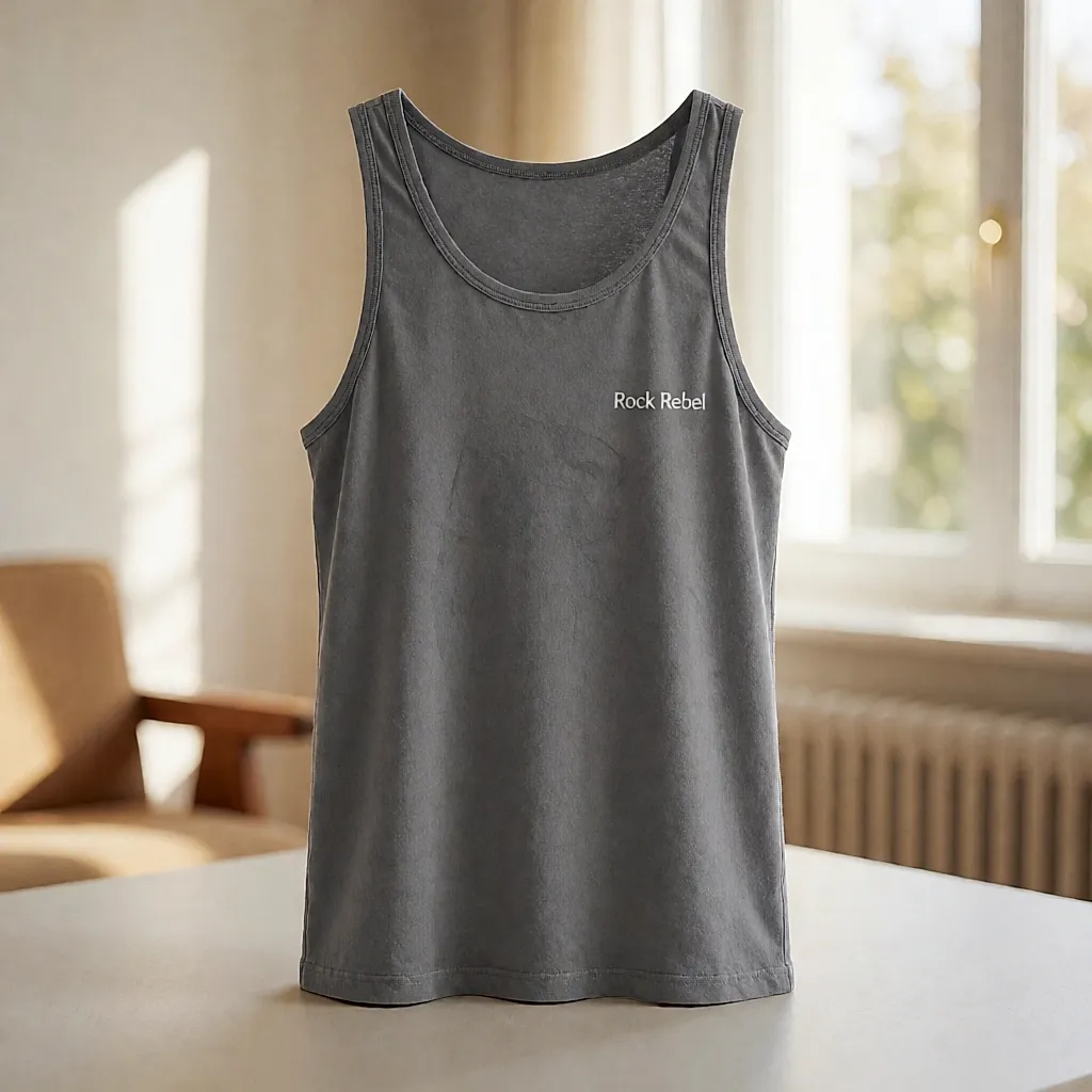 Débardeur long en coton gris imprimé Rebel Rocks — Rock Rebel by EMP