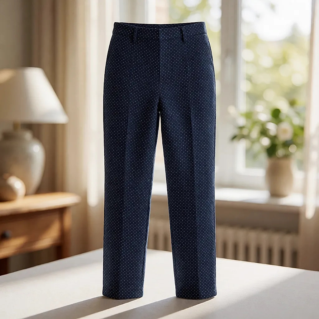 pantalon à micro-pois marine