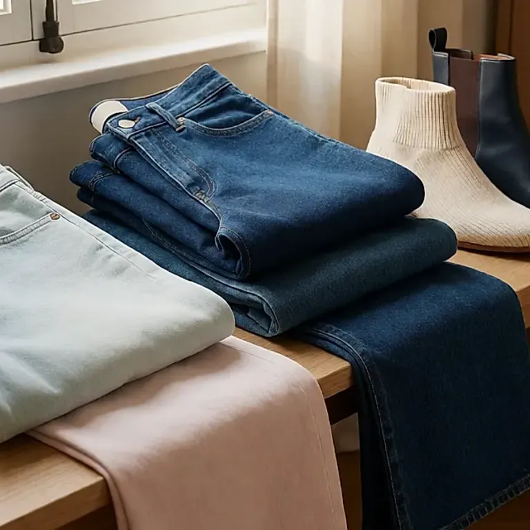 Six jeans en denim dense pour les matins frais d'octobre, entre coupes droites et larges