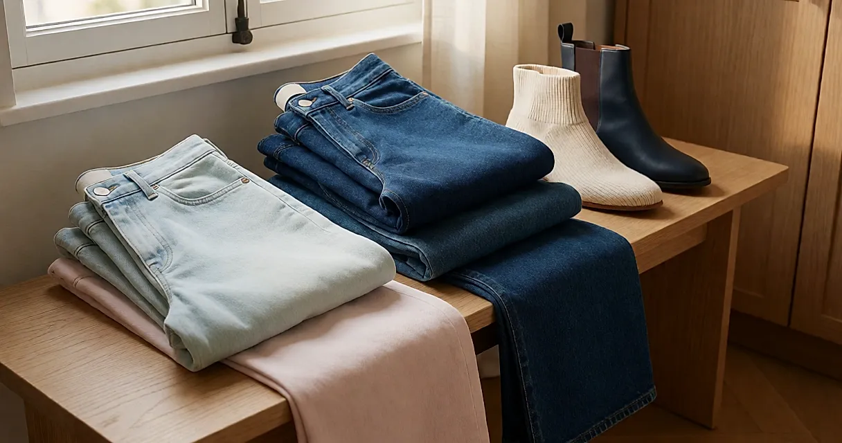 Six jeans en denim dense pour les matins frais d'octobre, entre coupes droites et larges