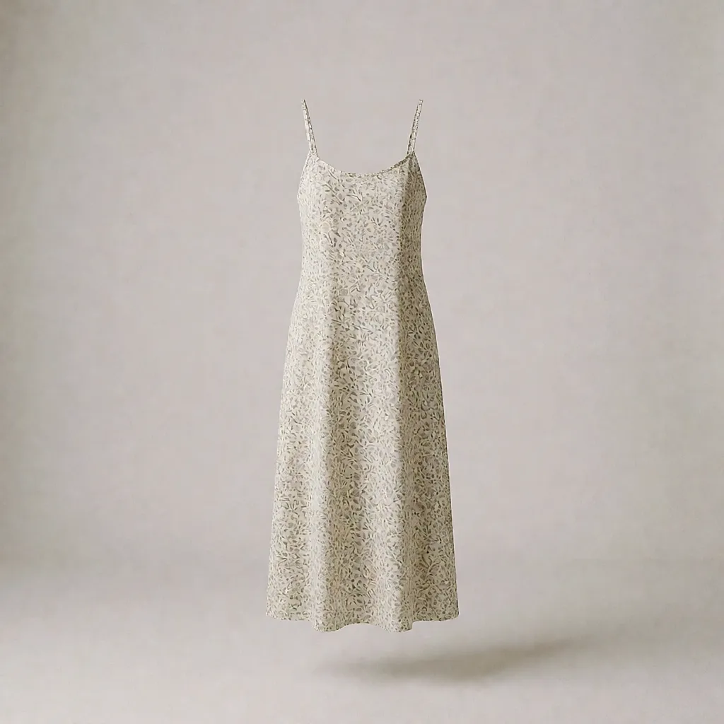 La robe à bretelles fines en jersey de coton bio, imprimé discret — La Fiancée