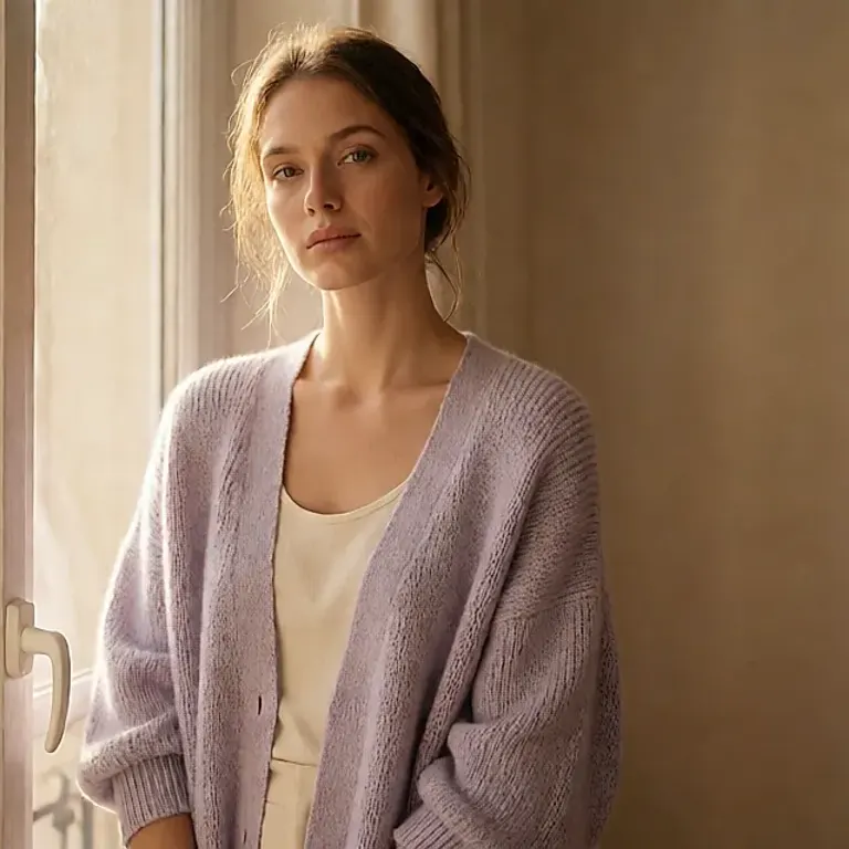 Diferentes peças em parme, a cor violeta pálida que entra no guarda-roupa esta estação