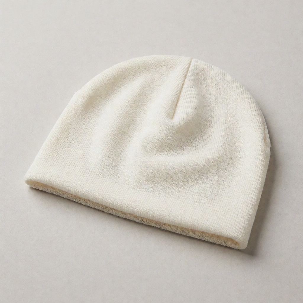 Photo produit inspirée de Bonnet Benri en coton bio écru (bonnet pour chimiothérapie et pelade)