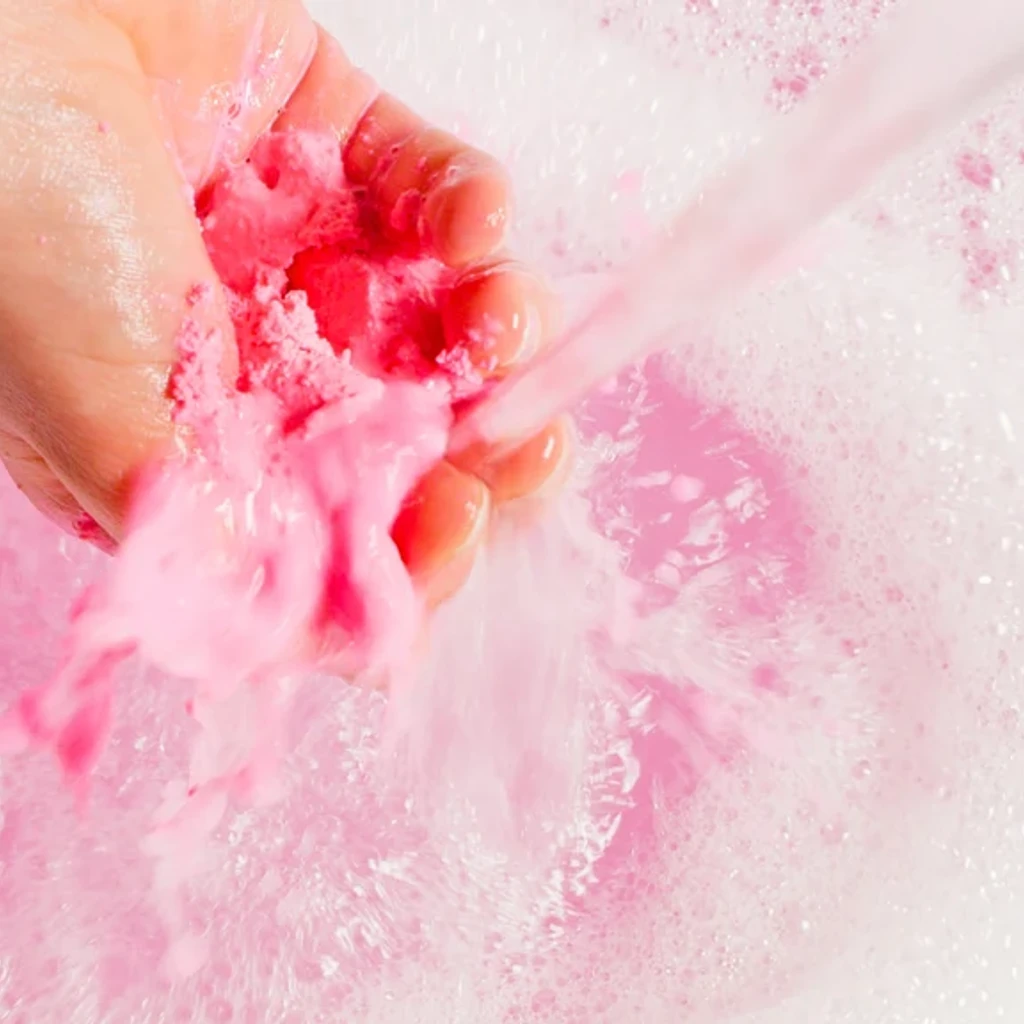 A Lush bubble bar snapped in half