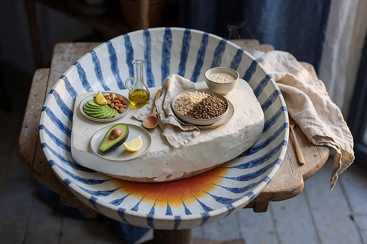 Dieta Portfolio, com proteínas vegetais, fibras, fitosteróis e frutos de casca rija todos os dias, para o colesterol e a linha