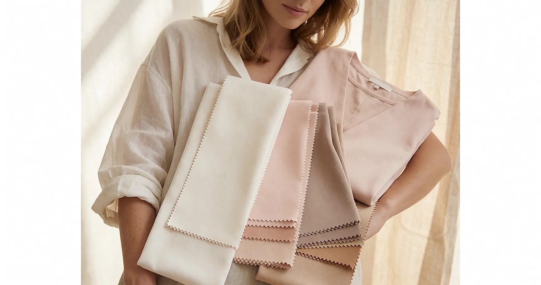Fan of nude shades: broken ivory, blush, taupe, rosy sand and pale caramel