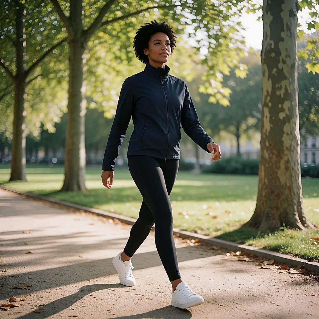 Brisk walking outdoors, the cardio complement to a gentle practice