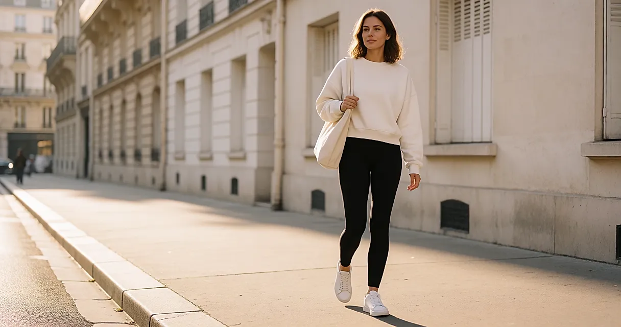 Le leggings e peças técnicas usados tanto na rua como no escritório