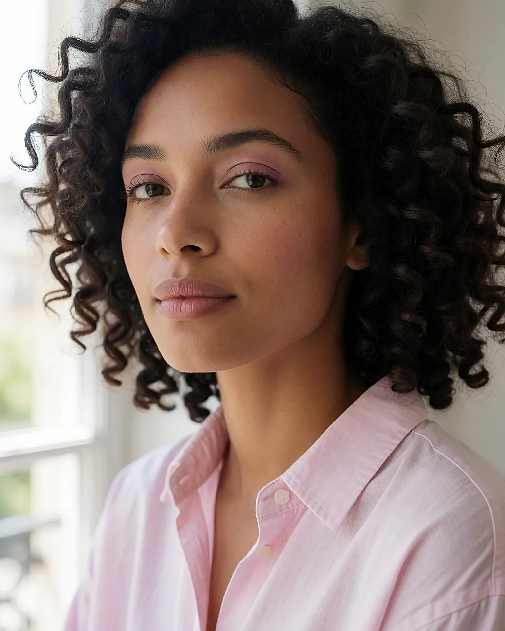 Uma maquilhagem rosa completa: blush framboesa, lábios acetinados e pálpebras rosadas