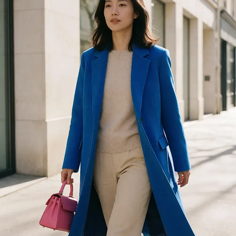 Colores pop de primavera: una prenda de tono fuerte, rosa vivo o azul eléctrico, sobre una base neutra