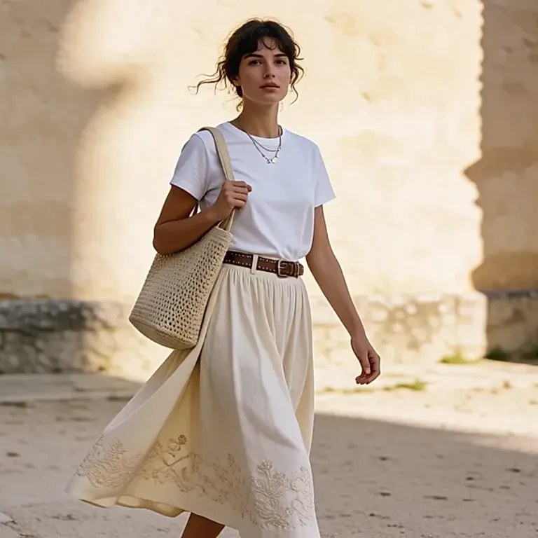Estilo étnico e boémio com materiais naturais, franjas e bijutaria para um visual folk descontraído na primavera