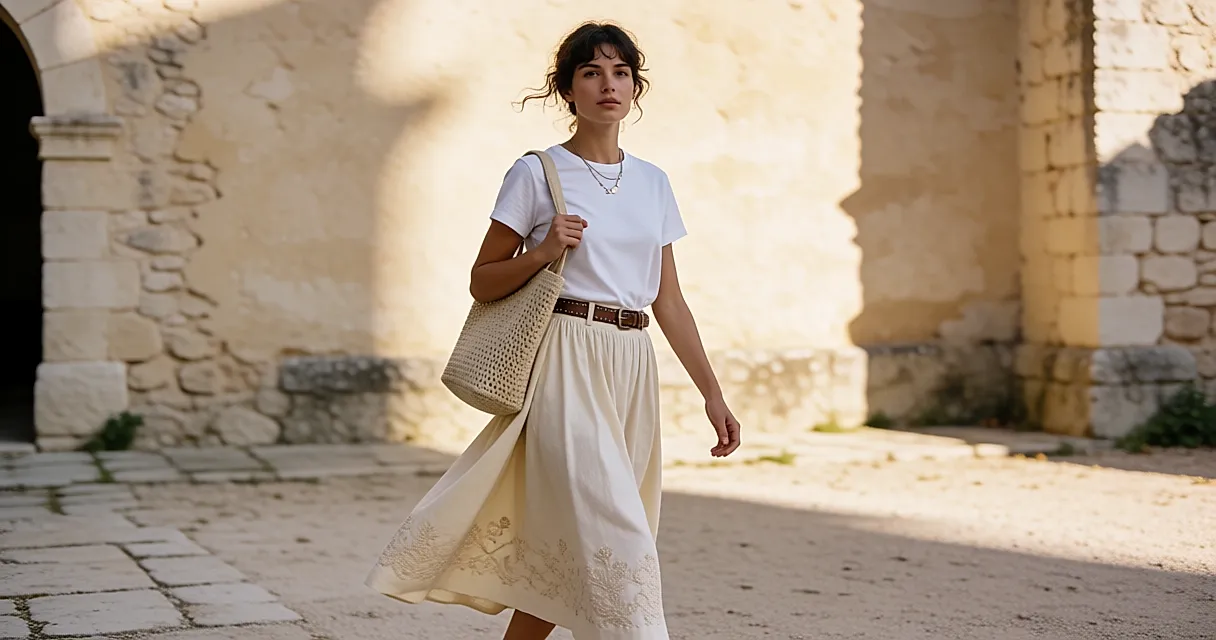 Estilo étnico e boémio com materiais naturais, franjas e bijutaria para um visual folk descontraído na primavera