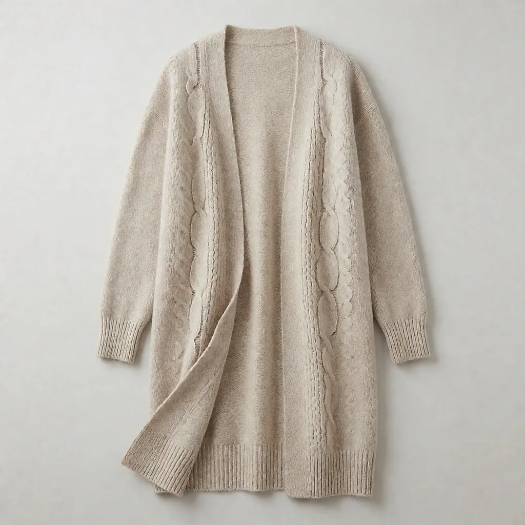 Product photo inspired by an open longline cardigan