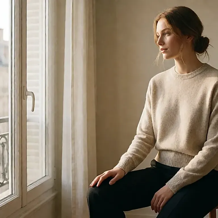 A fine-gauge one-piece knit jumper with no seams, showing how the fabric drapes.