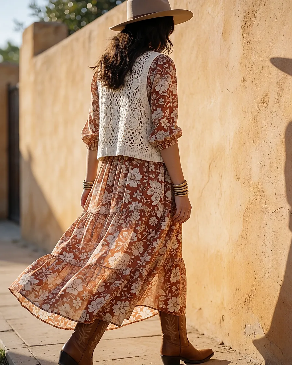 Vanessa Hudgens in her boho wardrobe: one statement piece, fluid fabrics and a long silhouette