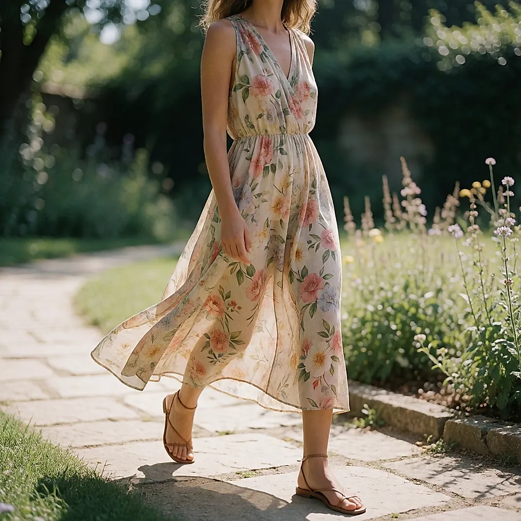 Vestido Alice + Olivia, sandalias Bourne