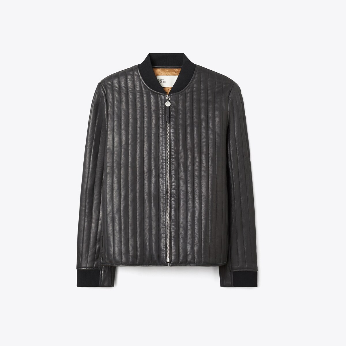 Veste Tory Burch en cuir noir à col montant — Tory Burch