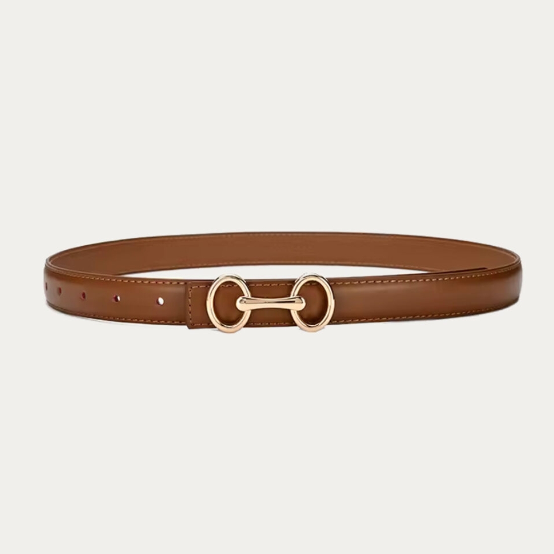 Ceinture fine en cuir caramel à boucle discrète — Blancheporte